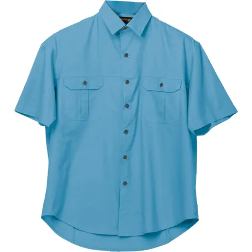 Dusk Blue Mens Plain Bush Shirt